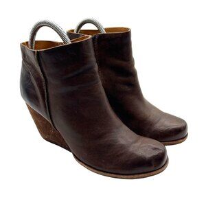 Kork-Ease Natalya Leather Wedge Ankle Booties  Size 8M